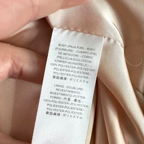 Free People Apricot Kate Faux Fur Double Breasted Overcoat Women's Size L - Picture 10 of 11